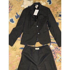 Talbots NWT Black White Dot Wool Suit Blazer Jacket Pant Suit sz 4